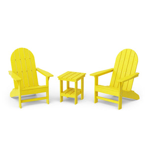 Freedom 3-Piece Traditional Adirondack Set with Side Table outdoor furniture Lemon Yellow