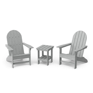 Freedom 3-Piece Traditional Adirondack Set with Side Table outdoor furniture Light Gray