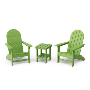 Freedom 3-Piece Traditional Adirondack Set with Side Table outdoor furniture Lime Green