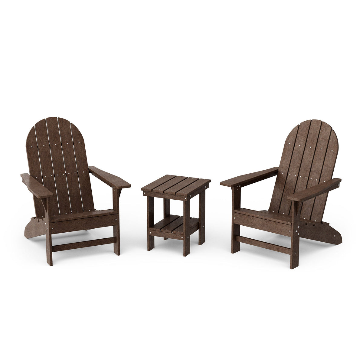 Freedom 3-Piece Traditional Adirondack Set with Side Table outdoor furniture Tudor Brown