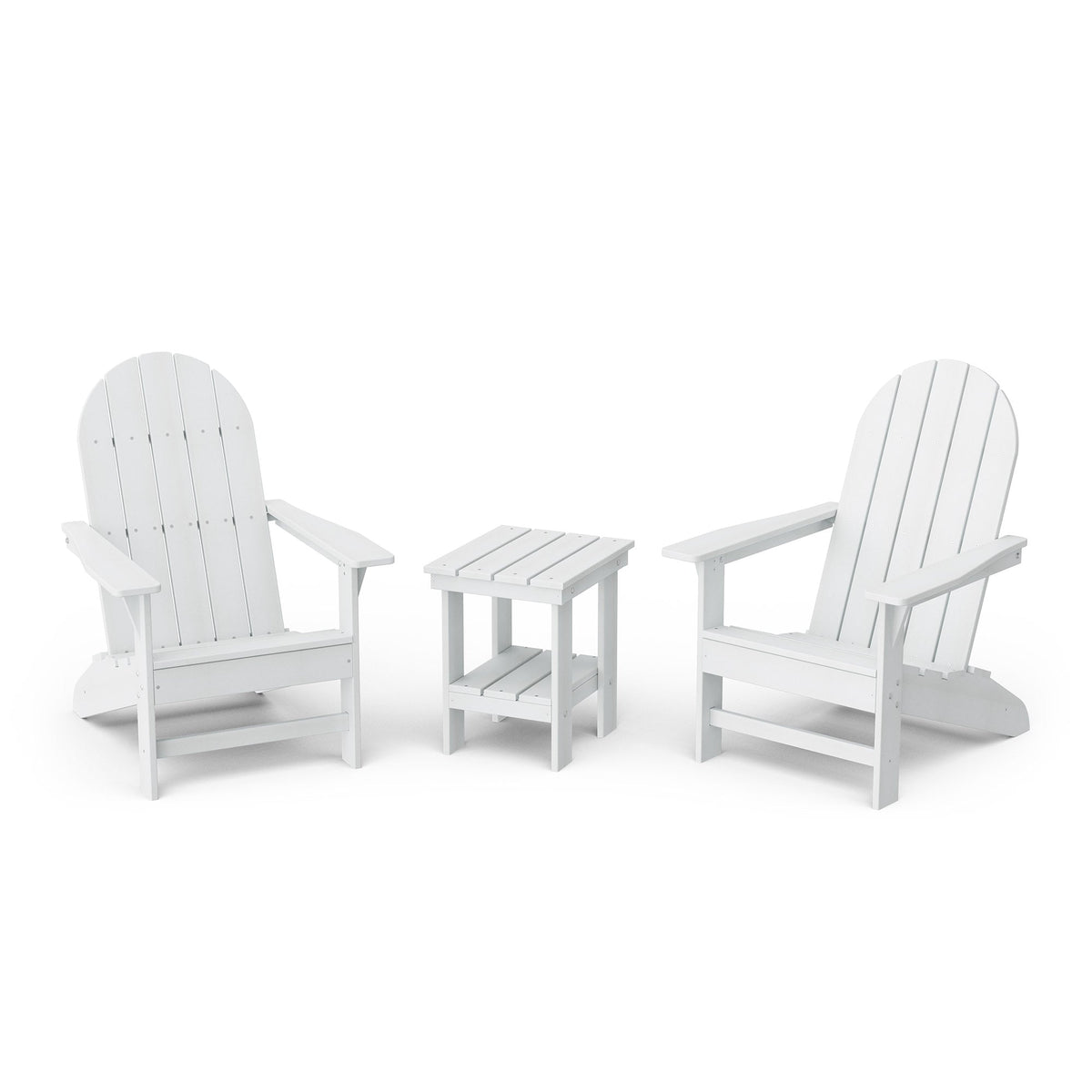 Freedom 3-Piece Traditional Adirondack Set with Side Table outdoor furniture White