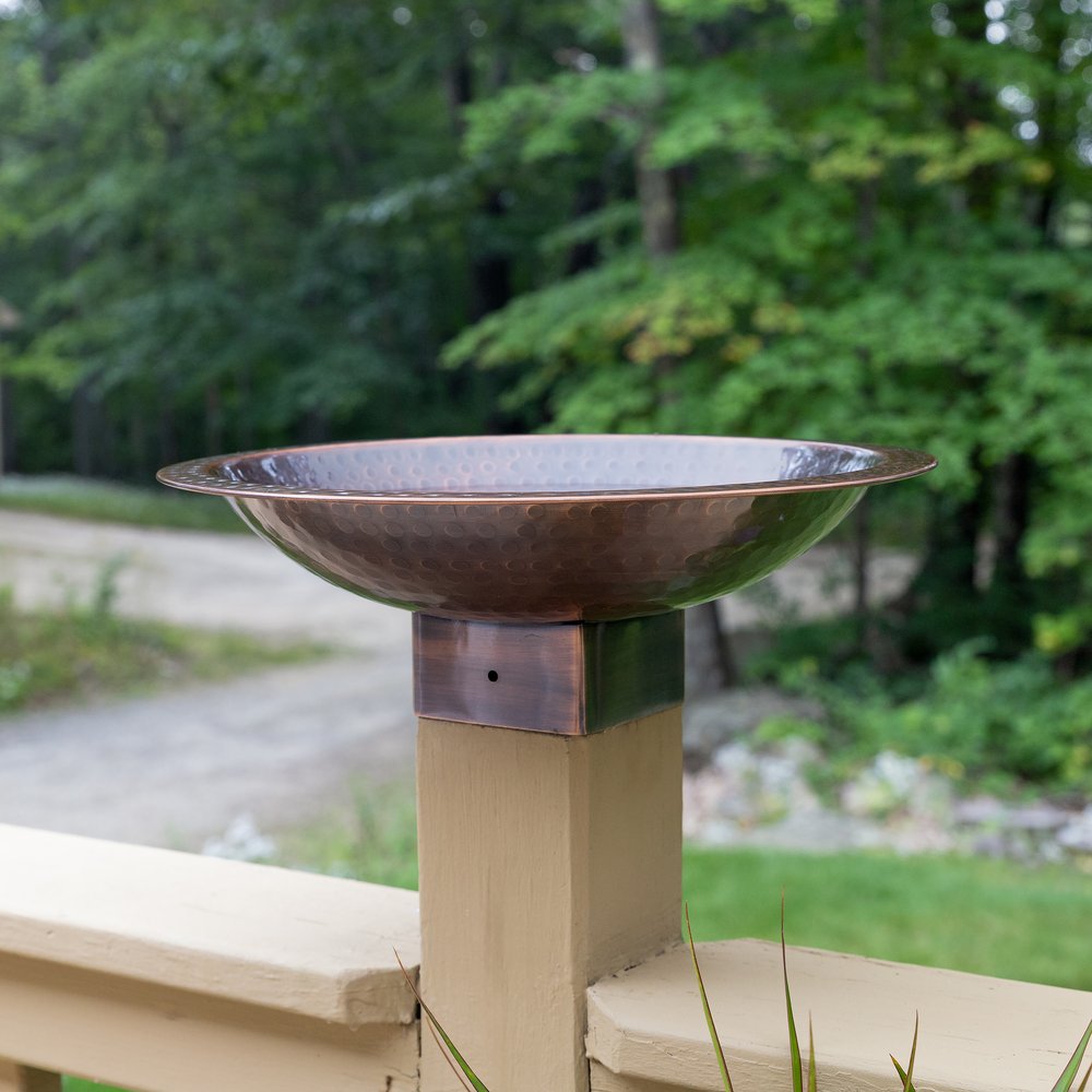 Hammered Copper Birdbath for 4x4 Post by Achla Designs Birdbath Bowl