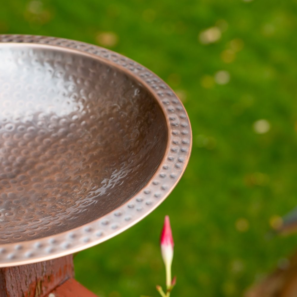 Hammered Copper Birdbath for 4x4 Post by Achla Designs Birdbath Bowl
