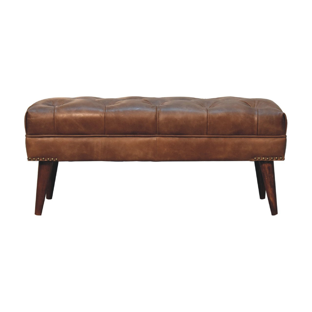 Harbour Brown Leather Bench Bench