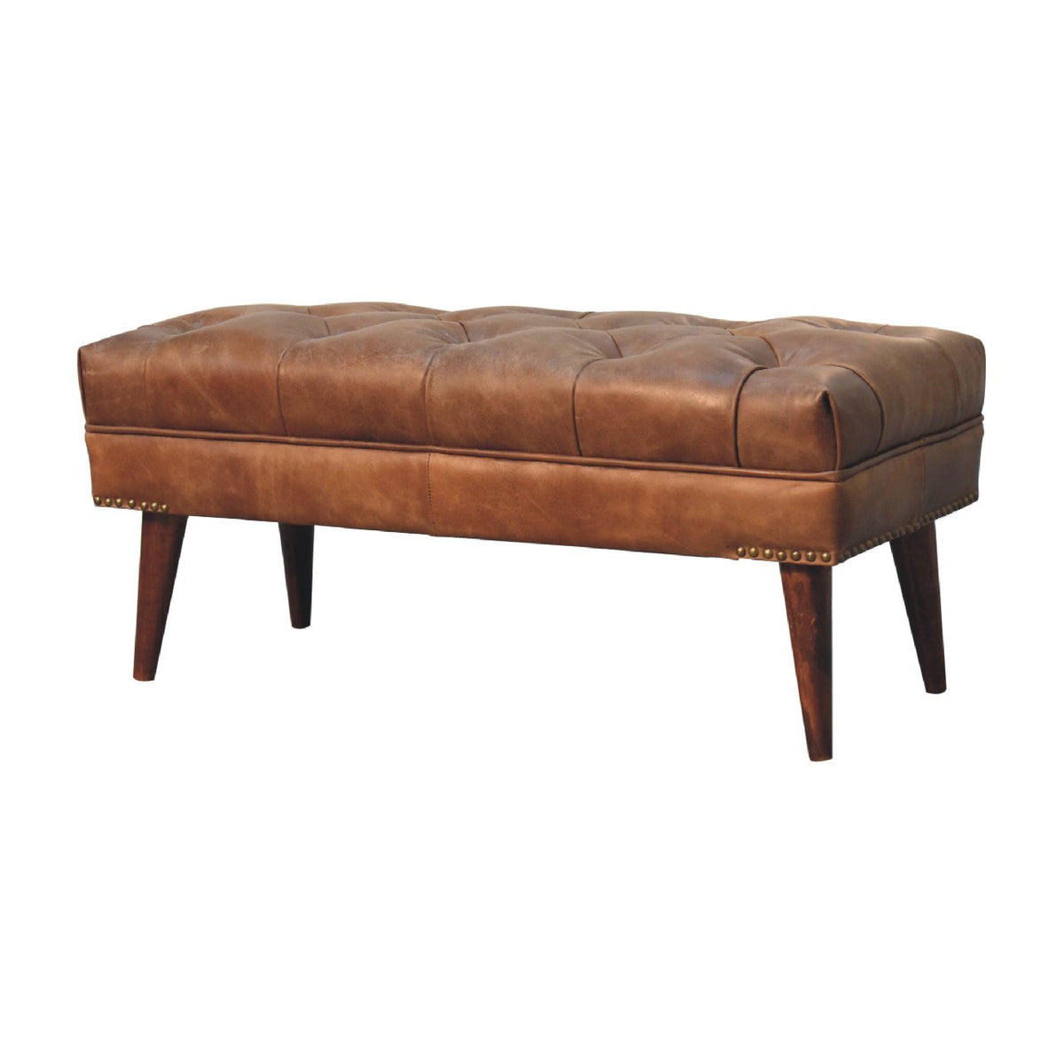 Harbour Brown Leather Bench Bench