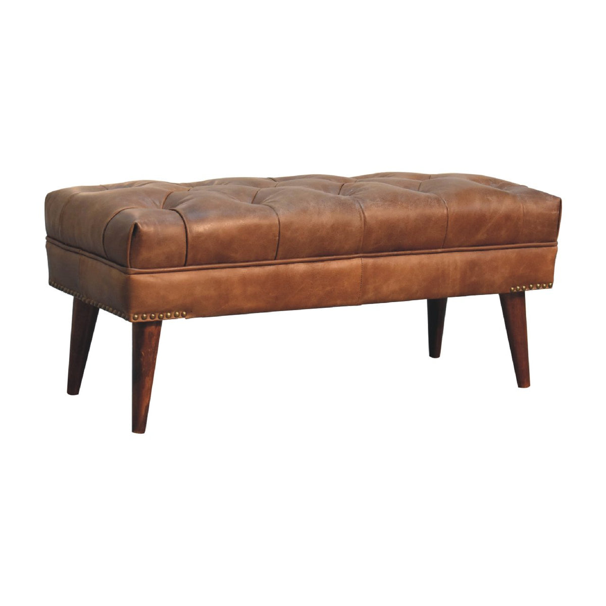 Harbour Brown Leather Bench Bench