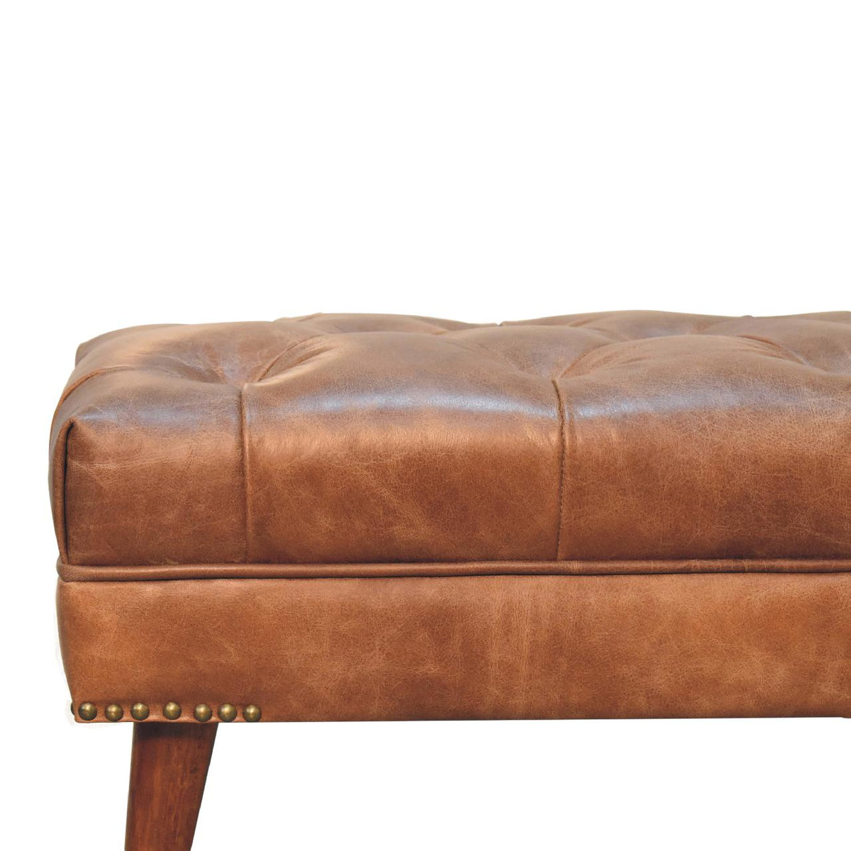 Harbour Brown Leather Bench Bench