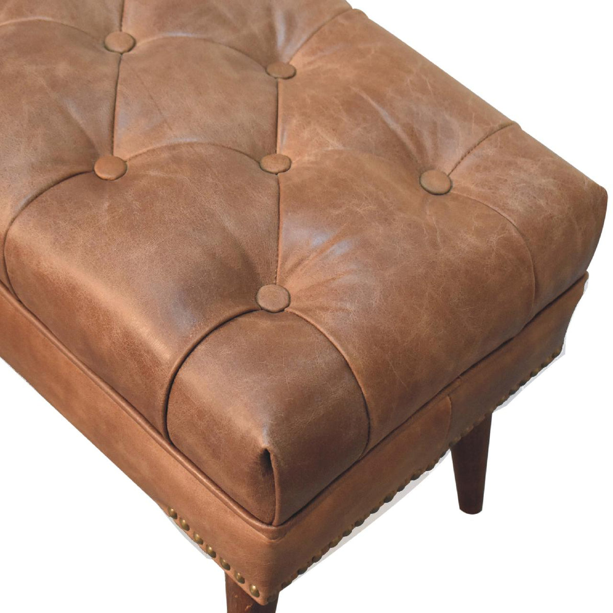 Harbour Brown Leather Bench Bench