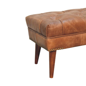 Harbour Brown Leather Bench Bench