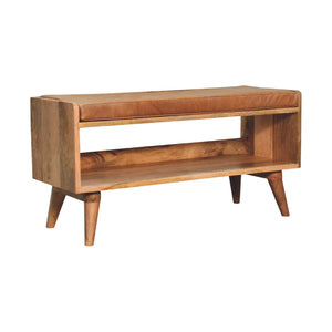 Hardwood Bench with Tan Leather Seatpad Bench