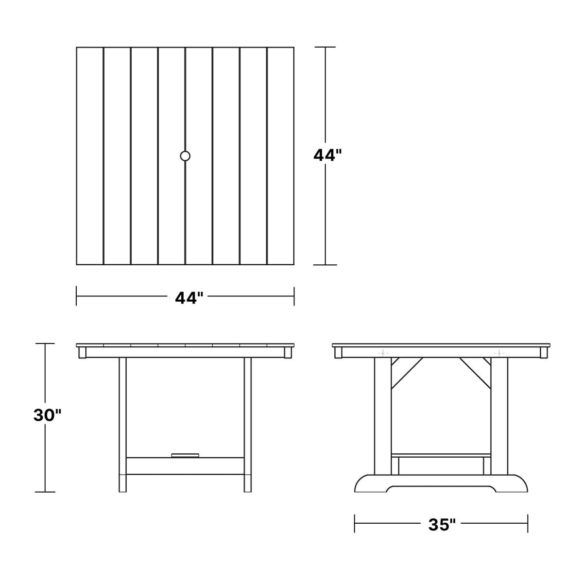 Heritage 44"x44" Dining Table Outdoor Table