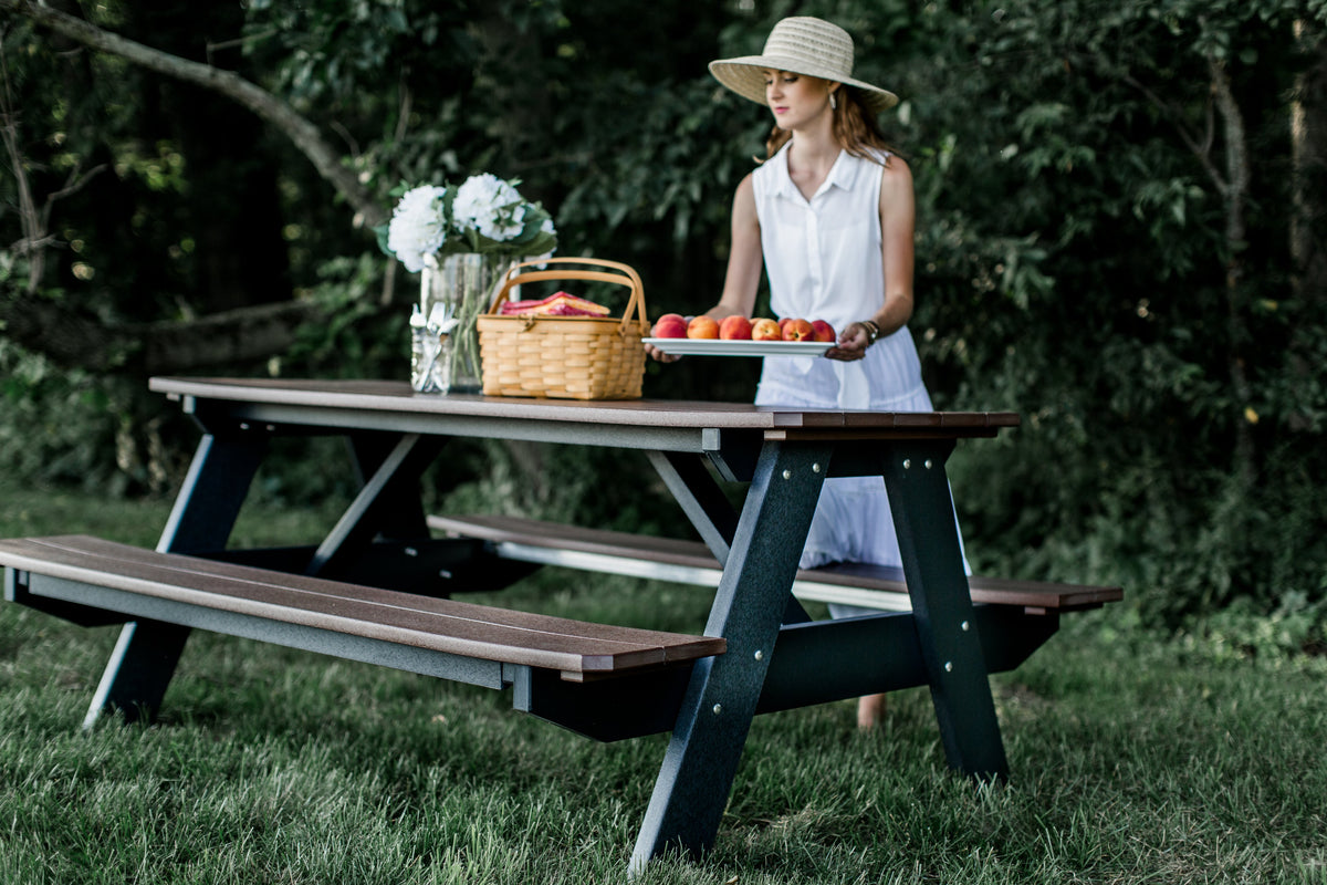 Heritage 72" Picnic Table with Attached Benches Picnic Table