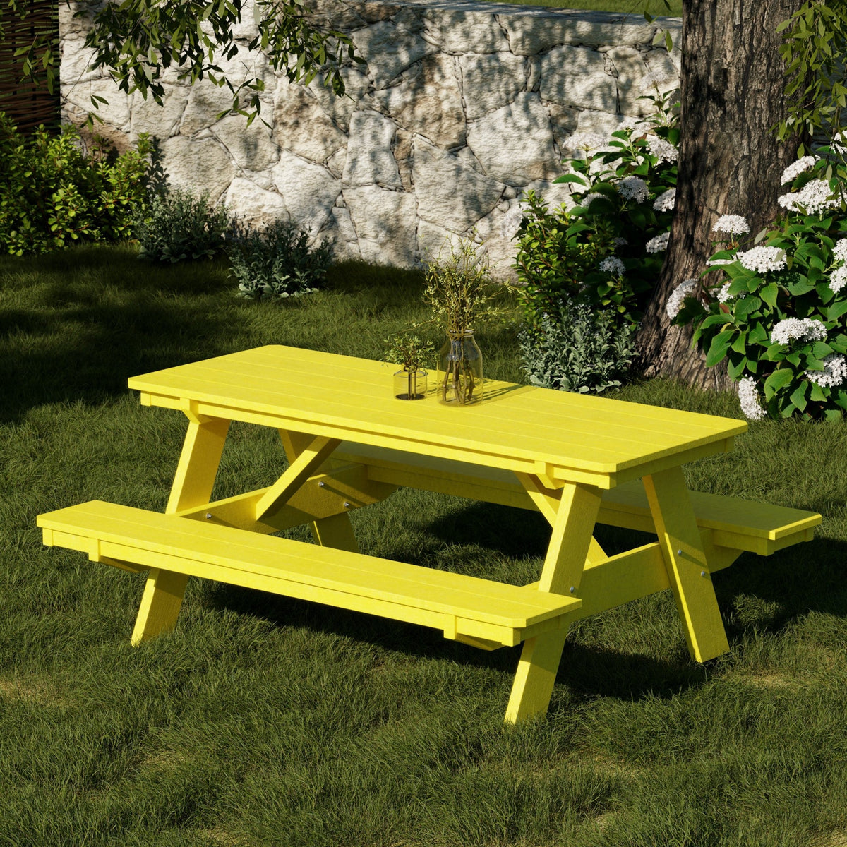 Heritage 72" Picnic Table with Attached Benches Picnic Table