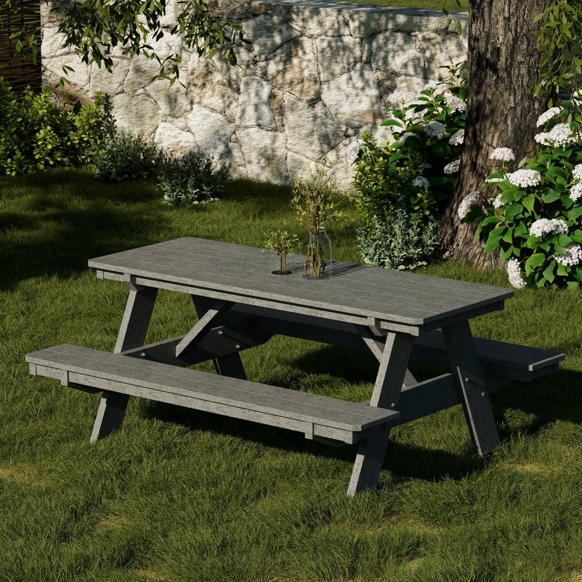 Heritage 72" Picnic Table with Attached Benches Picnic Table