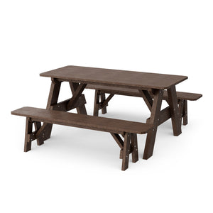 Heritage 72" Picnic Table with Detached Benches Picnic Table