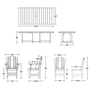 Heritage 9-Piece 44"x94" Dining Set Dining Set