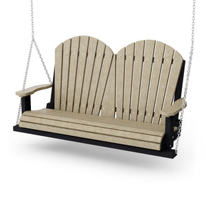 Heritage Two Seat Swing Porch Swing Weathered Wood / Black