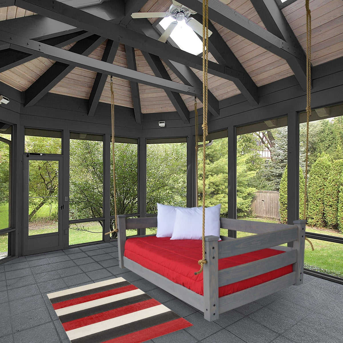 Homestead Hanging Daybed with Rope or Chain - Twin or Full - The Charming Bench Company