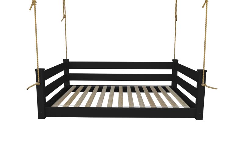 Homestead Hanging Daybed with Rope or Chain - Twin or Full Beds Full / Black Paint / Rope