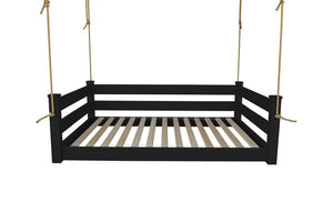 Homestead Hanging Daybed with Rope or Chain - Twin or Full Beds Full / Black Paint / Rope