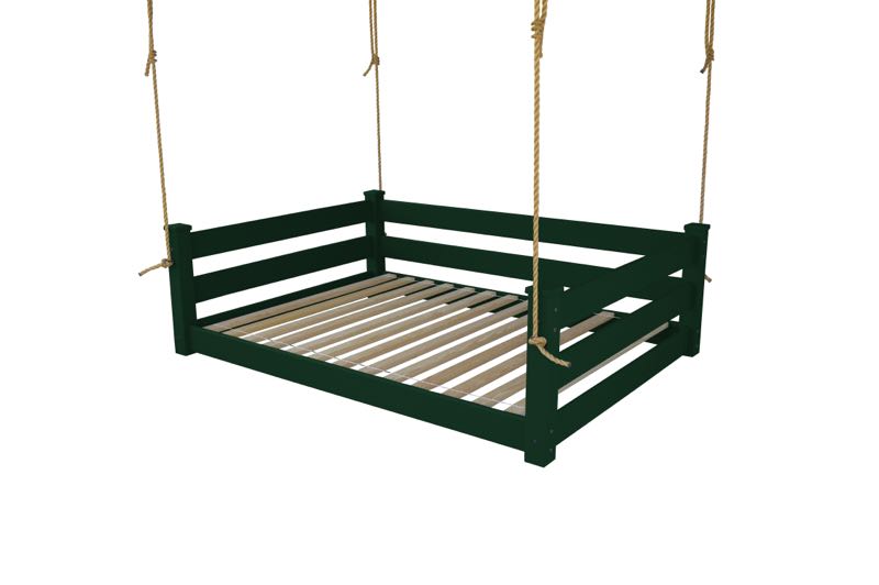 Homestead Hanging Daybed with Rope or Chain - Twin or Full Beds Full / Dark Green Paint / Rope