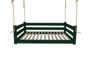 Homestead Hanging Daybed with Rope or Chain - Twin or Full Beds Twin / Dark Green Paint / Chain