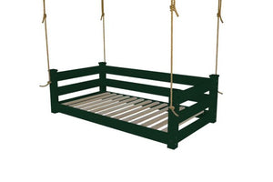 Homestead Hanging Daybed with Rope or Chain - Twin or Full Beds Twin / Dark Green Paint / Rope