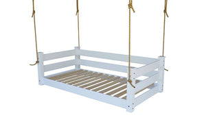 Homestead Hanging Daybed with Rope or Chain - Twin or Full Beds Twin / White Paint / Rope
