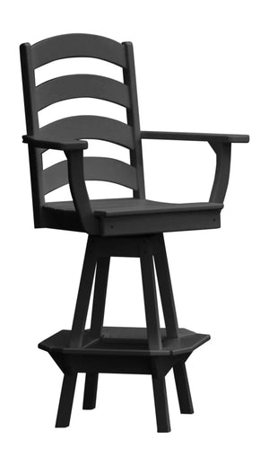 Ladderback Swivel Counter Chair with Arms Outdoor Table Black Paint