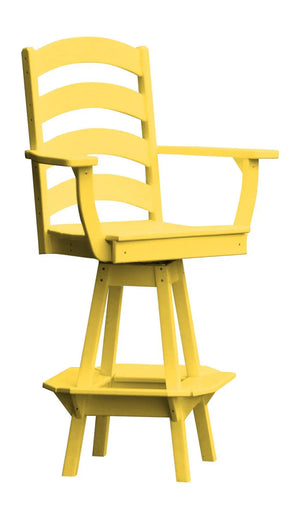 Ladderback Swivel Counter Chair with Arms Outdoor Table Lemon Yellow