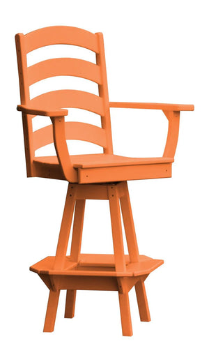 Ladderback Swivel Counter Chair with Arms Outdoor Table Orange