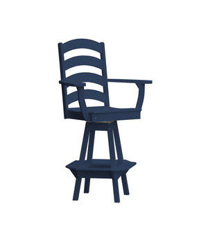 Ladderback Swivel Counter Chair with Arms Outdoor Table Patriot Blue