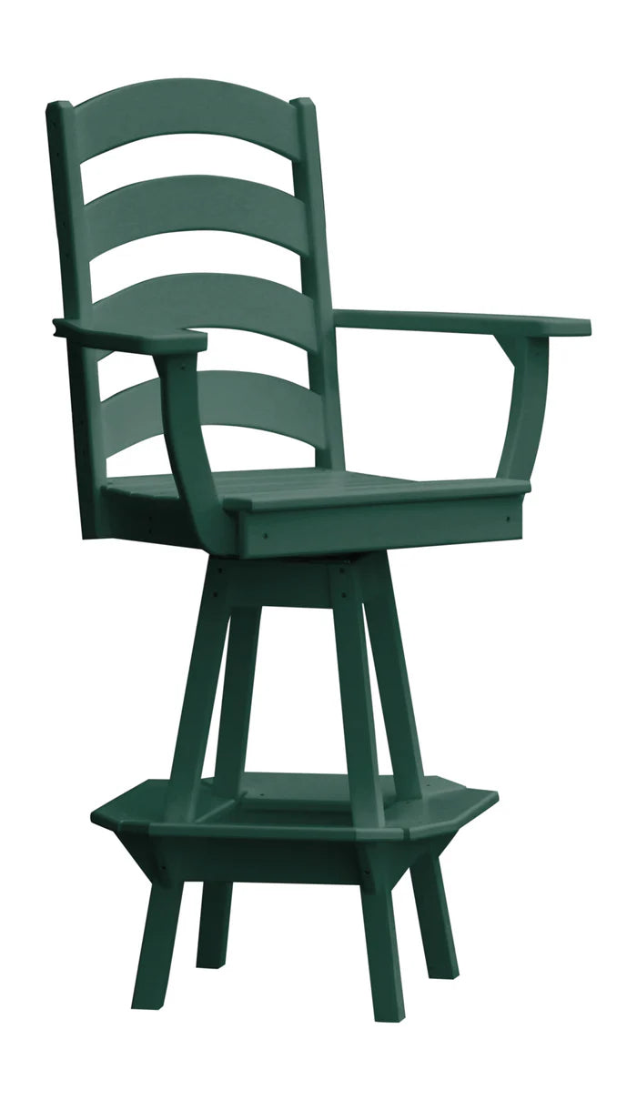 Ladderback Swivel Counter Chair with Arms Outdoor Table Turf Green
