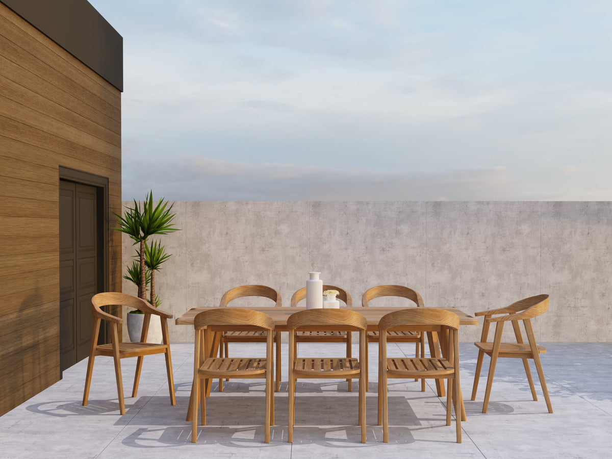 Lechair 84-inch Rectangular Teak Outdoor Wide-plank Dining Table Outdoor Table