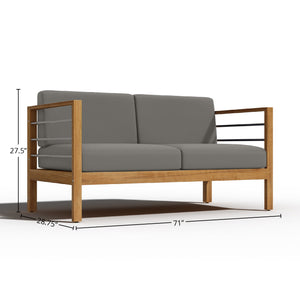 Leon 3-Person Teak Outdoor Sofa with Sunbrella Charcoal Cushion Outdoor Chair