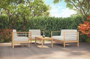 Leon 4-Piece Teak Outdoor Patio Deep Seating Set with Sunbrella Canvas Cushions Outdoor deep seating