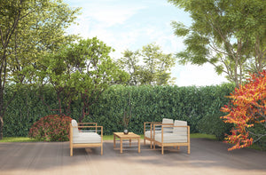 Leon 4-Piece Teak Outdoor Patio Deep Seating Set with Sunbrella Canvas Cushions Outdoor deep seating