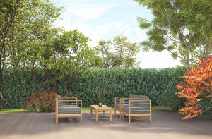 Leon 4-Piece Teak Outdoor Patio Deep Seating Set with Sunbrella Charcoal Cushions Outdoor deep seating
