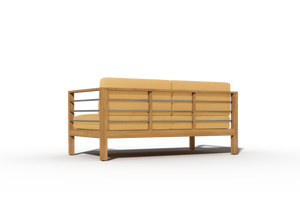 Leon 4-Piece Teak Outdoor Patio Deep Seating Set with Sunbrella Dupione Cornsilk Cushions Outdoor deep seating