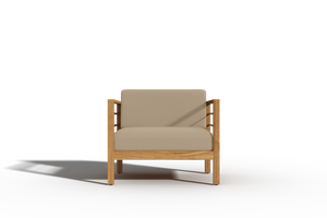 Leon 4-Piece Teak Outdoor Patio Deep Seating Set with Sunbrella Fawn Cushions Outdoor deep seating
