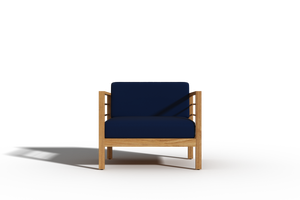 Leon 4-Piece Teak Outdoor Patio Deep Seating Set with Sunbrella Navy Cushions Outdoor deep seating