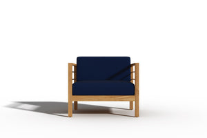 Leon 4-Piece Teak Outdoor Patio Deep Seating Set with Sunbrella Navy Cushions Outdoor deep seating