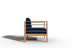 Leon 4-Piece Teak Outdoor Patio Deep Seating Set with Sunbrella Navy Cushions Outdoor deep seating