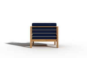 Leon 4-Piece Teak Outdoor Patio Deep Seating Set with Sunbrella Navy Cushions Outdoor deep seating