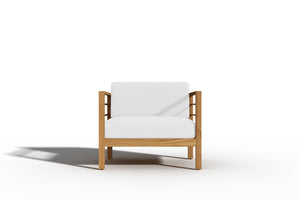Leon 4-Piece Teak Outdoor Patio Deep Seating Set with Sunbrella White Cushions Outdoor deep seating