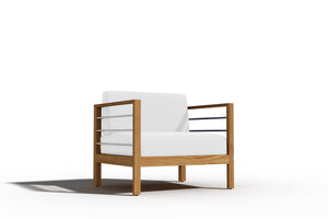 Leon 4-Piece Teak Outdoor Patio Deep Seating Set with Sunbrella White Cushions Outdoor deep seating