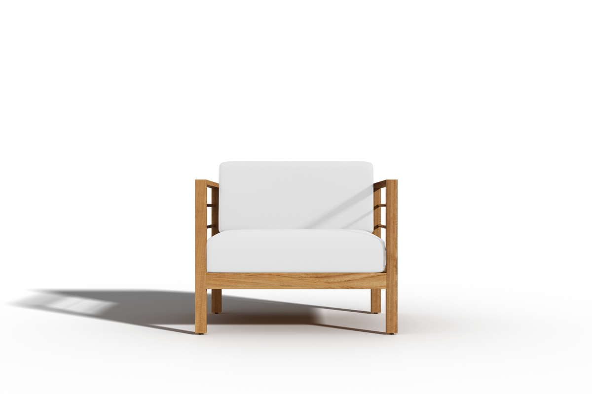 Leon 4-Piece Teak Outdoor Patio Deep Seating Set with Sunbrella White Cushions Outdoor deep seating