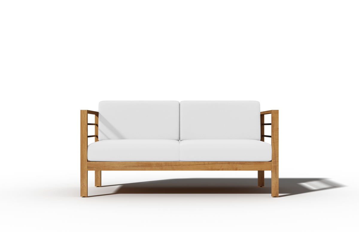 Leon 4-Piece Teak Outdoor Patio Deep Seating Set with Sunbrella White Cushions Outdoor deep seating