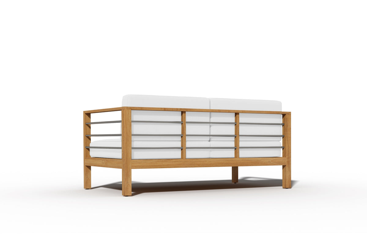 Leon 4-Piece Teak Outdoor Patio Deep Seating Set with Sunbrella White Cushions Outdoor deep seating
