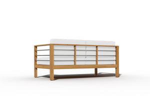 Leon 4-Piece Teak Outdoor Patio Deep Seating Set with Sunbrella White Cushions Outdoor deep seating